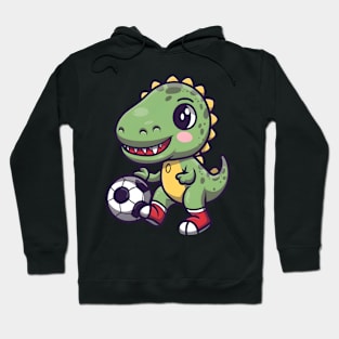 Cute baby dinosaur playing football Hoodie